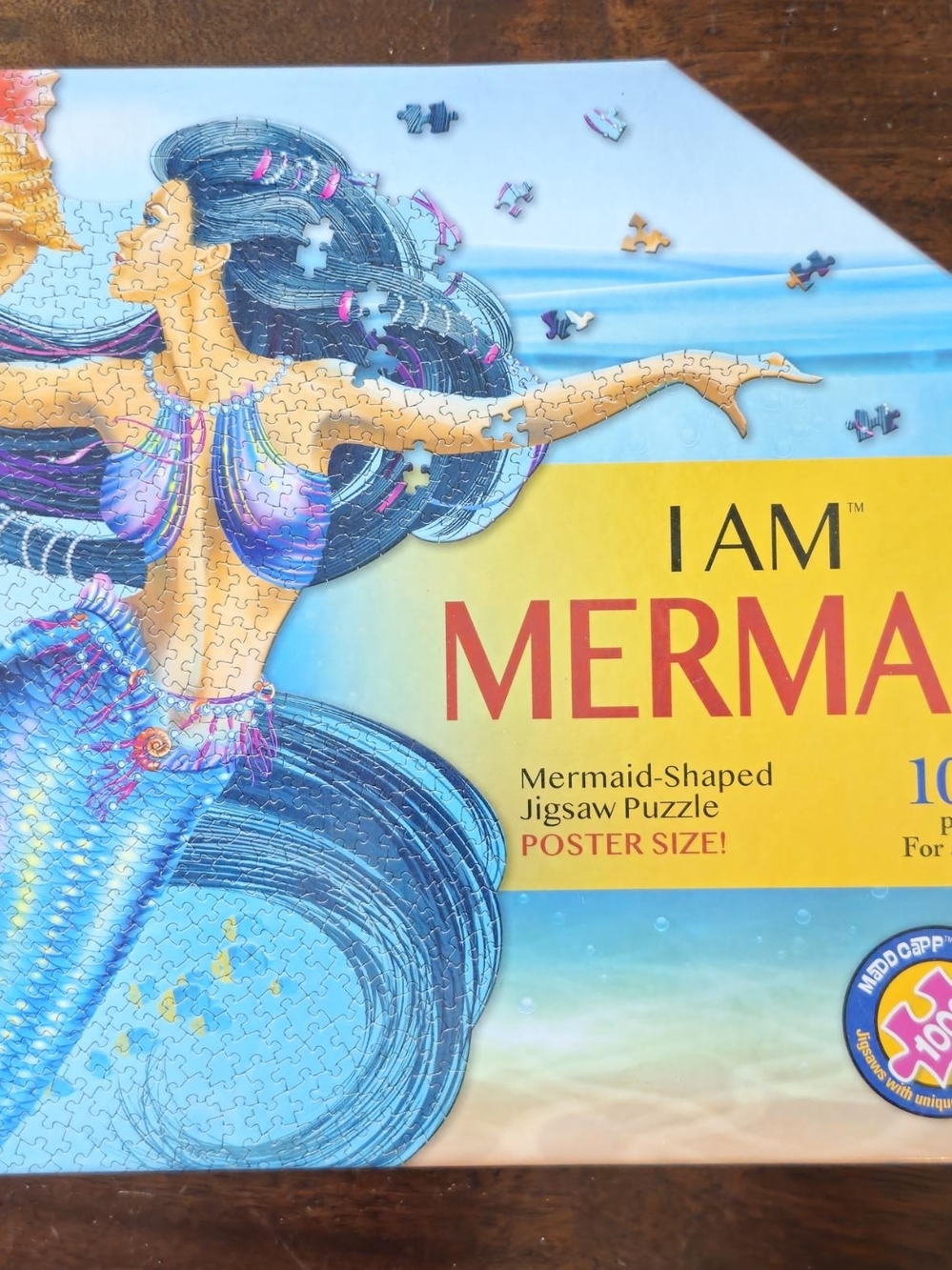 I AM MERMAID Mermaid-Shaped Jigsaw Puzzle - Blue & Yellow